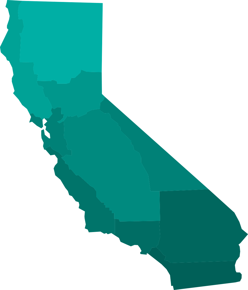 California map showing 10 major regions